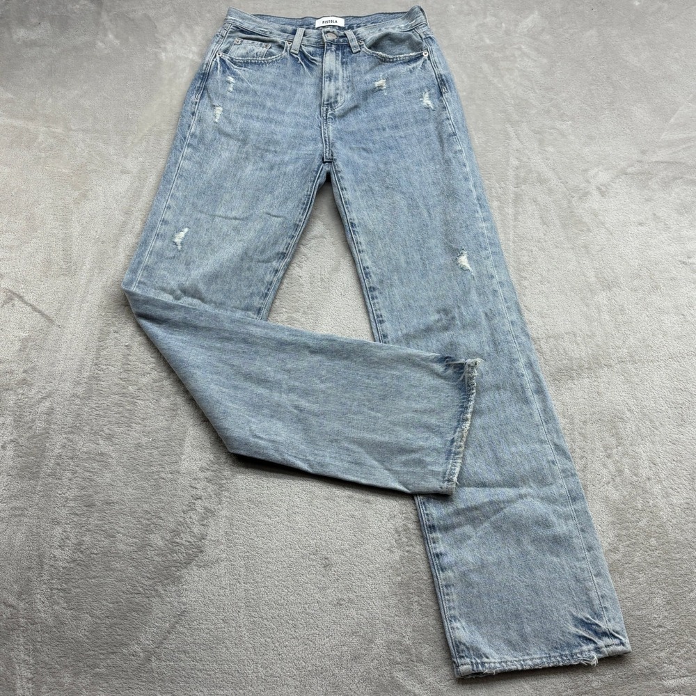 Pistola Cassie Super HR Straight Leg Jeans Womens 24 Distressed Raw Hem Grunge